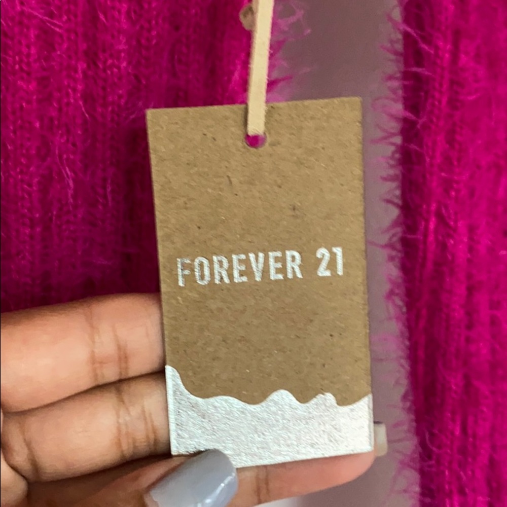 NWT PINK FUZZY OFF THE SHOULDER SWEATER - Picture 4 of 8